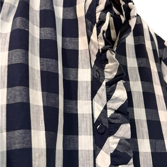 Tuckernuck Dress Tate Linen Blend Navy Check Gingham Mini Sz M - Picture 5 of 11